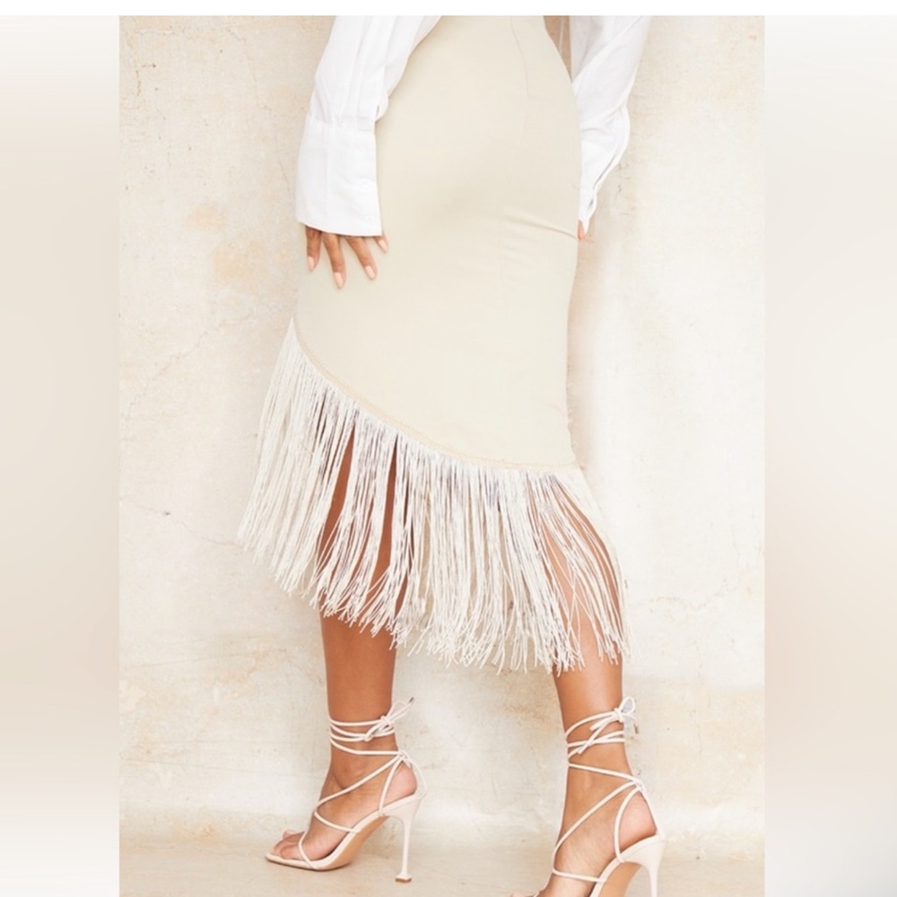 Pretty Little Thing Tassel Midi Skirt - Cream - Picture 3 of 3